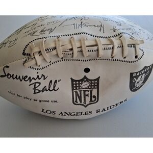 Vintage White LA Raiders NFL Souvenir Football Stamped Signatures Rare 1980s